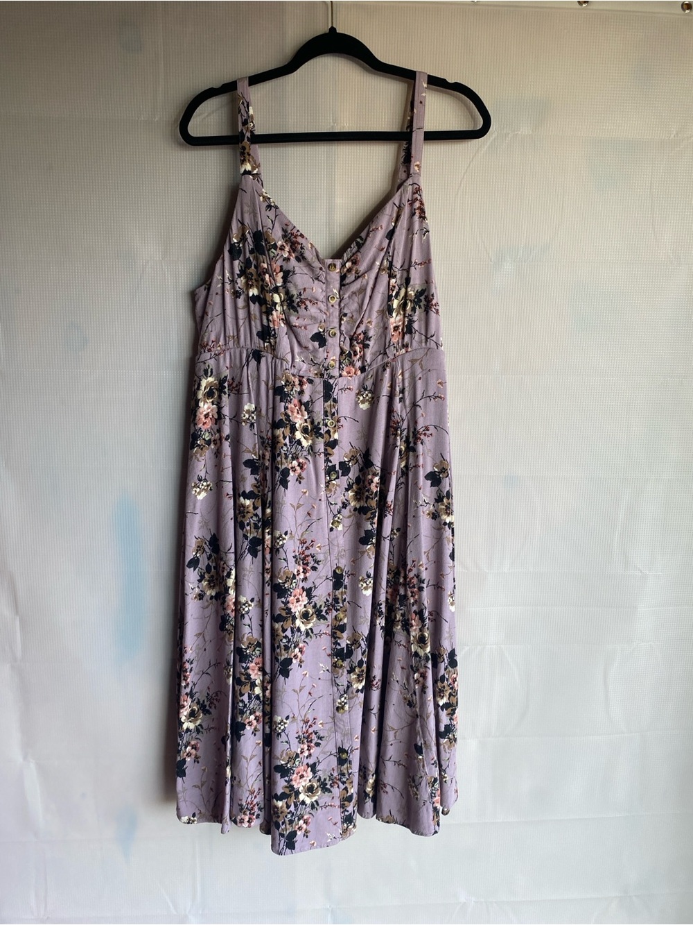 torrid Lavender Floral Button-Front Midi Dress
